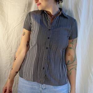 y2k - dotted accordion polo top